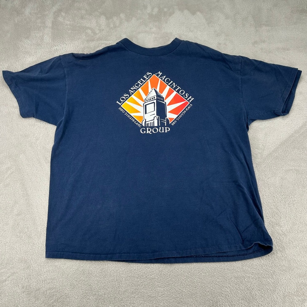 VTG 90s Oneita Los Angeles Macintosh Group LAMG Apple Tech Shirt Mens 2XL Blue